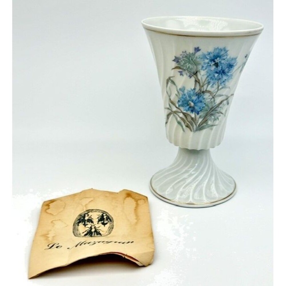 Haviland Limoges France Mazagran Cocktail Goblet Bergere Blue Floral Vase